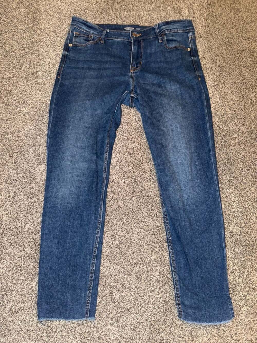 Old Navy Rockstar Super Skinny Mid-Rise Raw Hem Blue Jeans Size 12